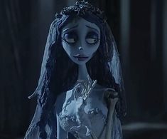 the corpse bride doll is dressed in white