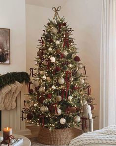 a decorated christmas tree in a living room