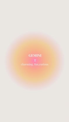 an orange and yellow circle with the words gemin on it