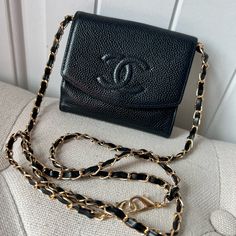 This Is Authentic Chanel Caviar Leather With Care Card And Hologram Intact . Price Is Over 500$ And Will Have Free Authentication From Poshmark No Peeling Or Rips Or Tears In Very Good Condition I Added A Brand New Chain Strap Unbranded To Make Asa Woc Overall Condition Is Very Good Pls Note This Is Preloved And Signs Of Use Should Be Expected No Returns Designer Black Wallet On Chain For Evening, Luxury Black Wallet On Chain For Party, Classic Black Wallet On Chain With Dust Bag, Designer Wallet On Chain With Detachable Strap, Designer Black Wallet On Chain With Dust Bag, Luxury Wallet On Chain With Detachable Strap, Elegant Black Wallet On Chain With Detachable Strap, Designer Black Wallet On Chain With Detachable Strap, Channel Wallet On Chain