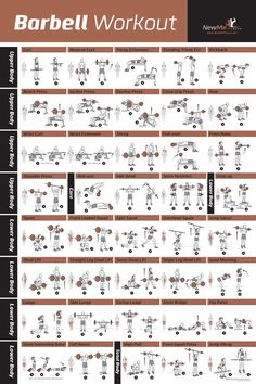 the barbell workout chart is shown in black and white