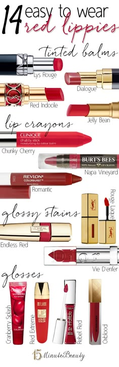 Easy to Wear Red Lippies via @15 Minute Beauty. I have such a tough time finding a suitable red for me, hopefully this helps! Red Lip Products, Chanel Rouge Coco Shine, Dior Rouge, Lip Stains, Chanel Rouge, Shine Lipstick, Bold Lip, Kissable Lips, My Funny Valentine