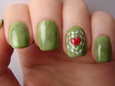 Heart Nail, Christmas Nails Easy, Christmas Grinch, Seasonal Nails, Nails For Kids