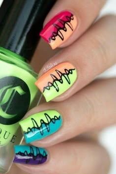 August Nail Designs Ideas, Neon Nail Art Designs, Nagellack Trends, Colorful Nail Art, Colorful Nail, Nail Art Designs Diy, Pretty Nail Art Designs, Short Acrylic Nails Designs, Neon Nails