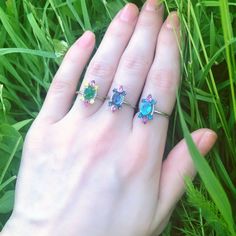 Oval Emerald Ring, Emerald Statement Ring, Rainbow Rings, Natural Gemstone Ring, Vintage Style Rings, Ring Emerald, May Birthstone