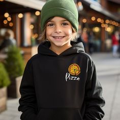 The youth blend hooded sweatshirt is made of ultra-soft, preshrunk fleece that feels wonderful against the skin. The garment is 50% cotton 50% polyester with reduced lint buildup. This makes an excellent combination for printing. The front has a kangaroo pocket big enough for both hands. The neck is reinforced with twill taping.  .: 50% cotton, 50% polyester (fiber content may vary for different colors) .: Medium fabric (7.75 oz /yd² (262 g/m .: Regular Fit .: Sewn in label .: Runs true to size Moisture-wicking Fleece Hooded Hoodie, Moisture-wicking Fleece Hoodie, Pizza Hoodie, Kids Pizza, Funny Hoodies, Sew-in Labels, Hooded Sweatshirts, Sweat Shirt, Kids Outfits