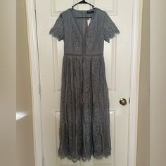 Nwt From Amazon, Slate Blue Lace Long Dress, V-Neck, Perfect For Summer/Spring Weddings, Size L Lace V-neck Dress For Mother Of The Bride, Summer Wedding Gray Dresses, Summer Lace V-neck Dress For Wedding Guests, Summer V-neck Lace Dress For Wedding Guest, Blue Fitted V-neck Dress For Wedding, Elegant Lace V-neck Maxi Dress, Elegant V-neck Lace Maxi Dress, V-neck Lace Dress For Bridesmaids, V-neck Lace Bridesmaid Dress