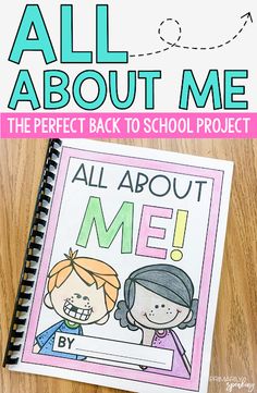 an all about me book on a table with text overlay that reads, all about me the perfect back to school project