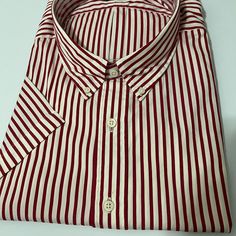 This Nwt Ralph Lauren Big & Tall Shirt Is Short Sleeved Button Down And Is Red/White Striped. Size Is 4lt. Red Cotton Tops With Casual Collar, Red Cotton Short Sleeve Shirt For Spring, Red Shirt With Button Closure And Casual Collar, Red Cotton Shirt With Button Closure, Casual Red Dress Shirt For Spring, Red Tops With Buttons And Casual Collar, Fitted Red Dress Shirt For Summer, Red Cotton Button-up Short Sleeve Shirt, Classic Red Top With Casual Collar