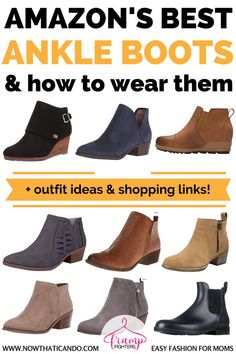 These are the BEST ankle boots on Amazon with options for everyone's personal style! They all have good reviews and the best comfort! Plus 3 ideas on how to style ankle boots or booties. #fashion #style #boots #howto #outfitideas Womens Boots On Amazon, Ankle Boots For Plus Size Women, 2023 Ankle Boots, Flat Leather Ankle Boots Women, Ankle Boots For Short Women, Boots That Go With Everything, Comfortable Ankle Boots For Women, Women’s Booties, Women’s Ankle Boots