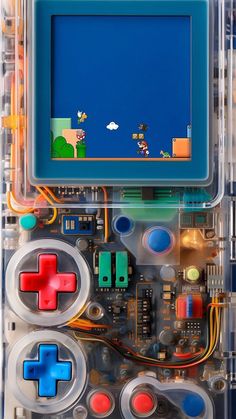 a close up of an electronic device with buttons and other things in it's plastic case