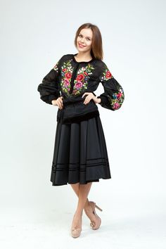 This black blouse is made of finest voile. It has a beautiful line of buttons and bright hand embroidery which gives an elegance and charm at the first sight. The boho floral pattern is very similar to Mexican. The floral blouse is made from very light sheer fabric. This sheer blouse is a very versatile piece of garment that can be worn for any occasion, especially in summer. Please, select you size: Bust S 84-88(cm) 33-35,5 (inches) M 92-96(cm) 36.2-37,7 (inches) L 100-104(cm) 39,3-40,9 (inches White Peasant Blouse, Bohemian Blouse, Blouse Summer, Black Sheer Blouse, Loose Fit Blouse, Bohemian Blouses, Summer Blouse, Boho Blouse, Embroidered Skirt