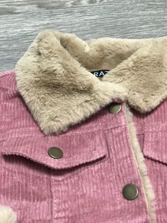 "Oh Em Gee! Aren't these the cutest!? Reminiscent of a 70s Cowboy corduroy jacket, your little will be styling and oh so warm!! These jackets are fully lined with the softest faux fur lining ever! It's sooo soft! Sleeves can be cuffed or left down, snap closure and faux front pockets. Machine Washable! It doesn't get any cuter! Model, Jernie Grace, is wearing the 2-3t and is approximately 26 lbs and is 35\" tall. More Razels! razels.etsy.com" Cute Fall Outerwear With Buttons, Pink Corduroy Outerwear With Pockets, Cute Winter Outerwear With Buttons, Cute Cotton Button-up Outerwear, Retro Corduroy Outerwear With Corduroy Collar, Pink Corduroy Outerwear For Fall, Retro Corduroy Winter Outerwear, Retro Corduroy Outerwear For Winter, 70s Cowboy