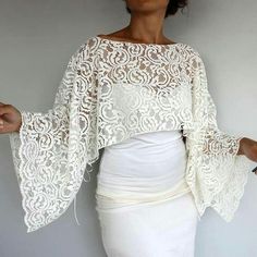 Dress Upcycle, Cape Fashion, Lace Shrug, Bridal Shrug, Shrug For Dresses, Lace Top Dress, Bolero Wedding, Bridal Bolero, Bridal Wrap