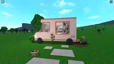 #bloxburg #roblox #speedbuild #icecreamtruck #summer #pink #pluvia #youtube Bloxburg Food Truck Ideas, Bloxburg Ice Cream Truck, Rv Bloxburg, Bloxburg Food Truck, Bloxburg Caravan, Park Bloxburg, Bloxburg Park, Town Bloxburg