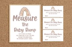 the baby bump printable is shown on a cork board