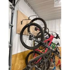 there are many bikes in the storage area