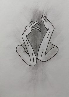 a drawing of a person holding their hands up