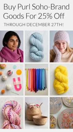 an advertisement for yarn and crochet is shown in the middle of several photos