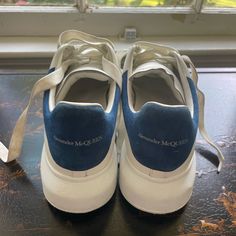 Alexander Mcqueen, Size 38.5, Blue Velvet Back, Small Scuff Marks On Front But Great Condition Other Than That! Elegant Blue Low-top Sneakers, Alexander Mcqueen Blue, Alexander Mcqueens, Mcqueen Shoes, Alexander Mcqueen Shoes, Shoes Blue, Blue Velvet, Womens Shoes Sneakers, Alexander Mcqueen