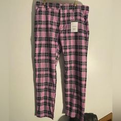 Wisholic 3x Pants Nwt. 33”Inseam Check Pants, Purple Black, Purple And Black, Pant Jumpsuit, Straight Leg, Lavender, Pants For Women, Super Cute, Purple