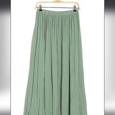 Nwt Tahari Opal Green Elastic Skirt Size Small Elastic Band On Waist Maxi Skirt Below Ankele Green Flowy Skirted Bottoms, Green Flowy Skirt With Elastic Waistband, Green Flowy Bottoms, Flowy Green Maxi Skirt With Elastic Waistband, Green Flowy Skirt, Satin Maxi Skirt, Elastic Skirt, Ankle Length Skirt, Brown Polka Dots