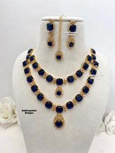 2 layered American Diamond Necklace Set in golden color/ CZ Necklace/Indian Jewelry/ Reception Jewelry/ Bollywood Jewelry/double layer necklace/golden navy blue   All items are shipped from Brampton, Ontario, Canada. If you need your item by a certain day, please reach out to us for express delivery option before placing the order so that we can update the shipping for you. Standard shipping/delivery timeline Below are the estimated delivery times after the order is shipped/dispatched.  ---> USA Elegant Royal Blue Necklace For Party, Elegant Royal Blue Party Necklace, Blue Double Strand Necklaces For Party, Blue Double Strand Necklace For Party, American Diamond Necklace Set, Brampton Ontario, American Diamond Necklaces, Double Layer Necklace, Necklace Indian