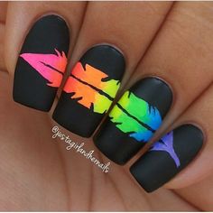 Someone do this to my nails! Please! Fantastic Nails, Feather Nails, Colorful Nail Art, Colorful Nail, Colorful Nails, Nail Swag, Neon Nails