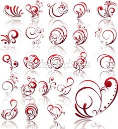 an abstract set of red swirls and hearts