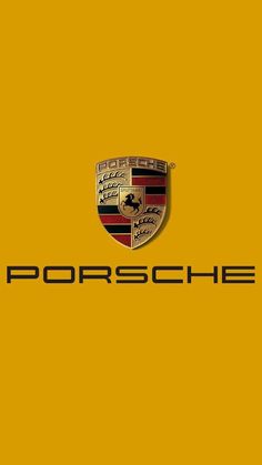 the porsche logo on a yellow background