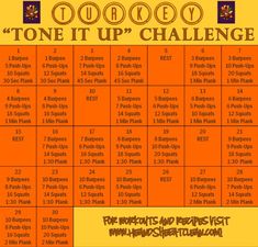 an orange and yellow poster with the words dolcey tone it up challenge on it