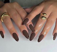 Emerald Nails, Brown Nail, Brown Nails Design, Milky Nails, Brown Nails, Chic Nails, Dope Nails, Matte Nails, Chrome Nails