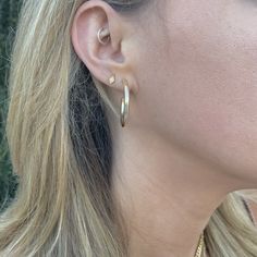 gold tube hoops Tarnish Resistant Hoop Earrings, Everyday Tarnish Resistant Hoop Earrings, Everyday Tarnish-resistant Hoop Earrings, Gold Rounded Earrings For Everyday, Tarnish Resistant Rounded Earrings For Everyday, Classic Adjustable Hoop Earrings For Everyday, Everyday Gold Hoop Earrings Hypoallergenic, Everyday Gold Hypoallergenic Hoop Earrings, Everyday Hypoallergenic Gold Hoop Earrings