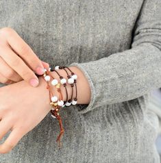 New Arrival :: New Arrival Brown Hand-strung Leather Bracelet Gift, Hand-strung Brown Leather Bracelet Gift, Moon Dance, Bracelet Apple Watch, Pearl Leather, Chakra Bracelet, Protection Bracelet, 7 Chakras, Mala Necklace