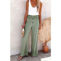 Season:Summer,Spring; Fabric:Cotton Linen; Gender:Women's; Style:Vacation,Solid; Elasticity:Micro-elastic; Occasion:Holiday,Casual; Details:Without Lining; Fit Type:Regular Fit; Function:Comfort; Waistline:Mid Waist; Design:Elastic Waist,Baggy,Wide Leg; Pants Type:Wide Leg,Baggy Pants,Linen Pants; Front page:FF; Listing Date:04/18/2022; Production mode:External procurement; Hips:; Length:; Waist:; Fit US Size:null; Fit UK Size:null; Fit EU Size:null; Pants Length:Full Length Cotton Linen Pants Women, Pants Women Casual, Trousers Women Wide Leg, Womens Chinos, Cotton Linen Pants, Chinos Style, Oversize Women, Mode Casual, Wide Leg Linen Pants