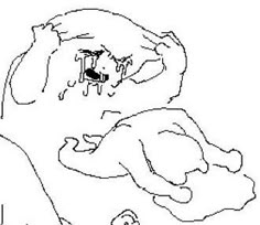 a drawing of two hands touching each other with one hand and the other holding an object