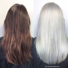 Box Brunette to Solid Platinum in 6 Hours - Color - Modern Salon Hair Dye Box, Platinum Hair Dye, Gray Transition, Boxed Hair Color, Highlights Bob, Ash Blonde Hair Dye, Cosmo School, Box Hair Dye, Rooted Blonde