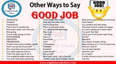 an english poster with the words good job and other ways to say it