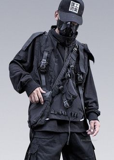 Mens High Fashion, Gilet Cargo, Techwear Vest, Outfits Vest, High Fashion Streetwear, Lightroom Edits, Cargo Coat, Cargo Vest, Kimono Yukata