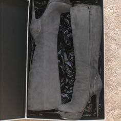 Ysl Tribute 105 Boot. Medium Grey/Charcoal Grey. 1 1/2 In Platform 5 In Heel. Zips All The Way Up Very Comfy. 21 In Tall Hits Just Below Knee. Worn Once. Like New Ysl Boots, Ysl Tribute, Shoes Ysl, Yves Saint Laurent Shoes, Saint Laurent Shoes, All The Way Up, Shoes Heels Boots, Charcoal Grey, Shoes Women Heels