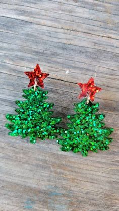 "Ready to start having some fun ! Sparkly Christmas Tree Earrings  Art Minded earrings are simplybeYOUtiful 💙 Comfortable to wear because they are incredibly lightweight ! Stainless steel ear wire for sensitive skin Handmade earrings by Local Artist off the east coast of Florida 🌴                   MIX & Match     **SALESALESALE** Your items will ship FAST! Spend $35 or more and your order ships out for FREE ! Gifting a friend? Each and every pair of earrings from my shop will come individuall Sparkly Christmas Tree, Christmas Party Earrings, Christmas Tree Party, Glitter Christmas Tree, Sparkly Christmas, Red And Green Christmas, Tree Earrings, Earrings Art, Christmas Tree Earrings