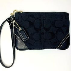 Coach Nwot Black Jacquard Leather And Fabric Wristlet! This Is A Coach Cutie For All You Ladies That Want Fun In The Run!!!! Specs; Logo Coach Fabric Leather Trim Zip Top Closure Silver Dog Leash Hardware Measurements L 6” H 4” Black Handheld Wallets With Zipper Closure, Black Handheld Wallet With Zipper Closure, Black Clutch Wallet With Wrist Strap, Black Zipper Pouch Wristlet For Travel, Black Pouch Wristlet With Zipper Closure, Black Wristlet With Removable Pouch, Black Travel Wristlet With Wrist Strap, Black Zipper Pouch Wristlet, Black Rectangular Wristlet With Zipper Closure