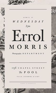 the front cover of an old book with black and white illustrations on it, which reads'erroll morrris photography department