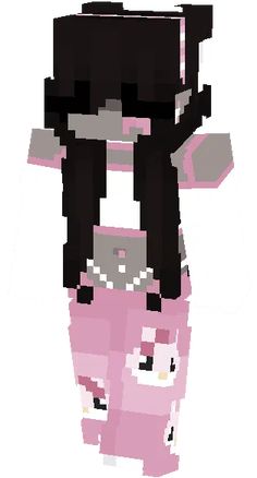 an animal with black and pink clothes on it's head, standing in front of a