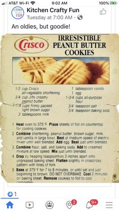 an old recipe for cookies is shown on the twitter page, and it appears to have been altered