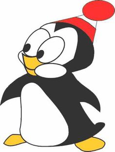 a cartoon penguin wearing a party hat