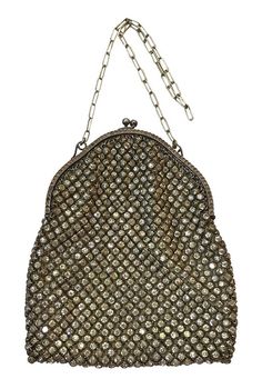 1920s metal mesh evening bag covered in bezel-set rhinestones