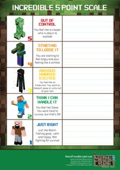 an info sheet with instructions on how to use minecraft