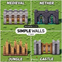 four different types of simple walls in the game