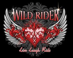 the logo for wild rider live - laugh kids, with wings and hearts on it